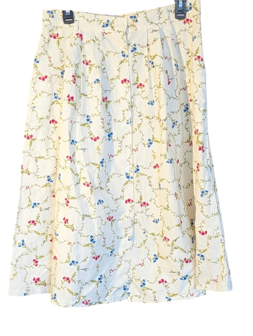 Dockers Cream Floral A-Line Midi Skirt with Floral Pattern 14 Midi Cottagecore